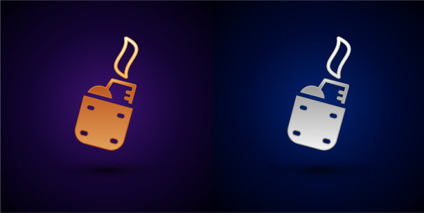 金色和银色打火机图标孤立在黑色图片下载