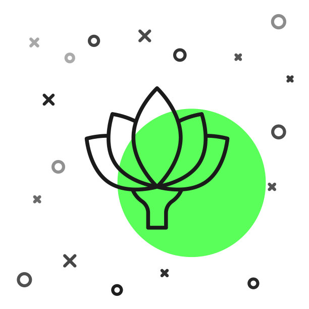 黑线莲花图标孤立在白色上图片下载