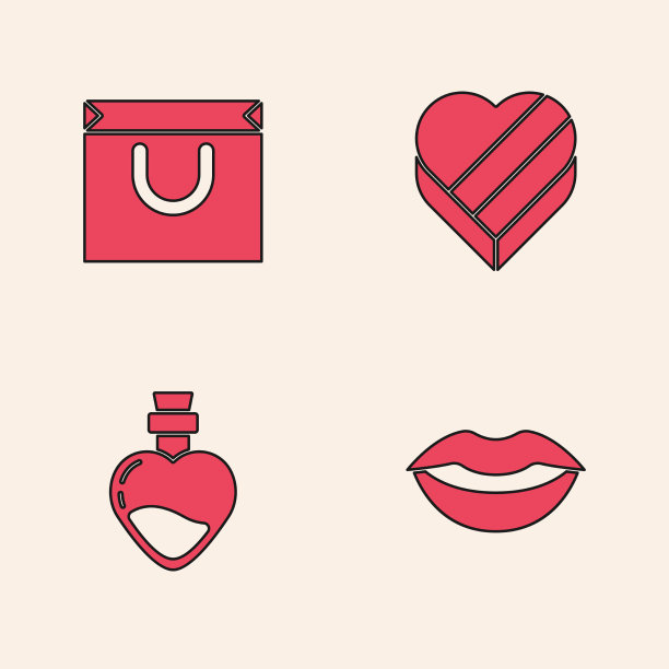 集微笑的嘴唇购物袋糖果心形图片下载