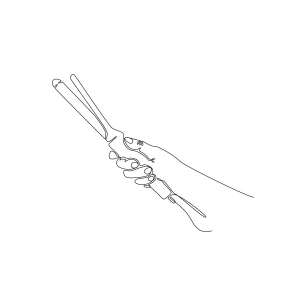 连续的线条画一只手握着头发图片下载