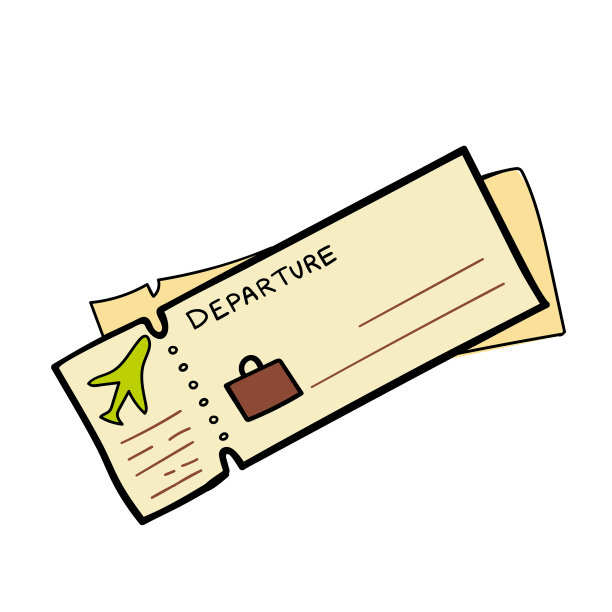 机票涂鸦风格的插图图标图片下载