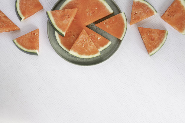 顶部视图新鲜的切片西瓜股票照片图片下载