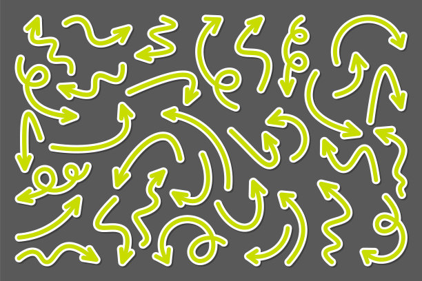 彩色手绘箭头贴纸集绿色图片下载