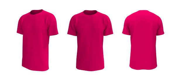 男人的短袖t恤模型在前面，侧面和背面的观点图片下载