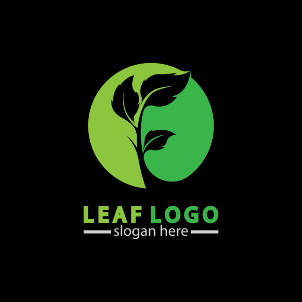 摘要绿叶标志图标设计孤立上图片下载