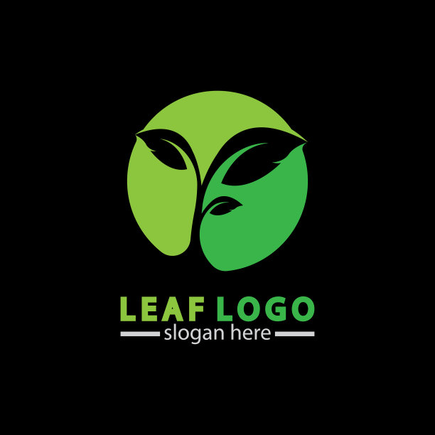 摘要绿叶标志图标设计孤立上图片下载