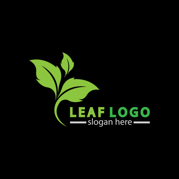 摘要绿叶标志图标设计孤立上图片下载