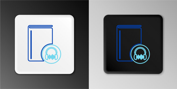 线音频书图标孤立在灰色背景图片下载