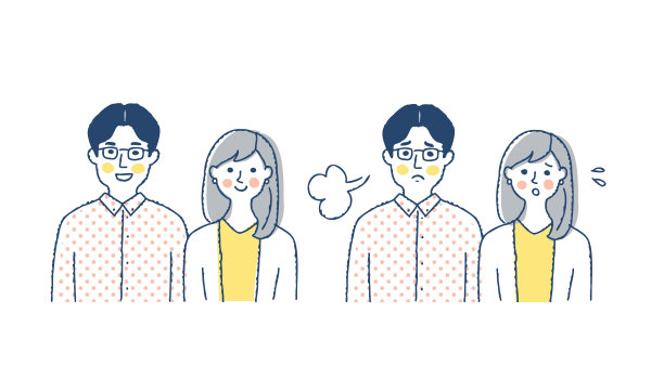 微笑着，表情困惑的一对年轻夫妇图片下载