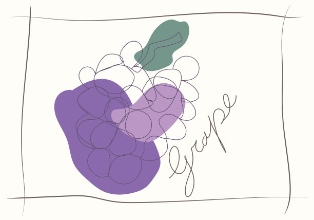 一串紫葡萄的笔触抽象画艺术，简单，壁挂式艺术和t恤设计图片下载