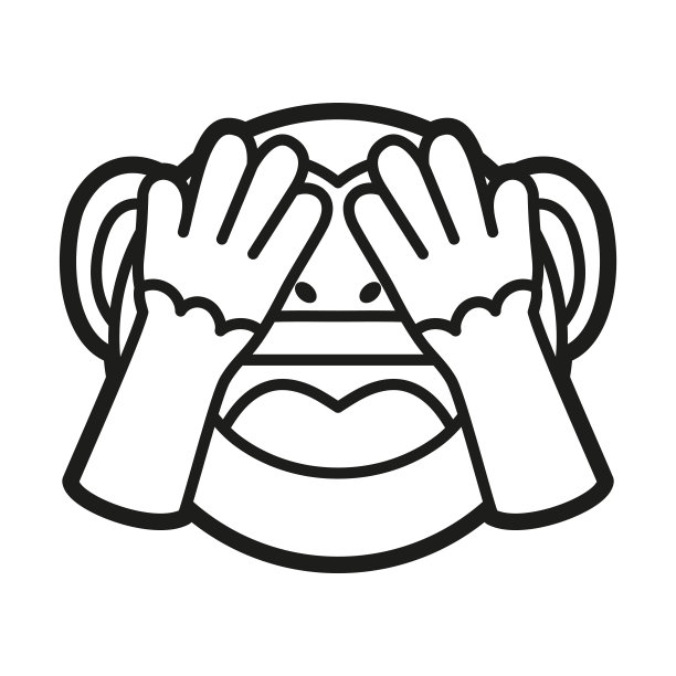 一只小猴子蒙着眼睛的表情符号图片下载