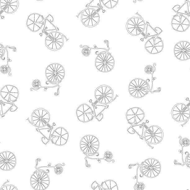 无缝背景轮廓过时的自行车图片下载