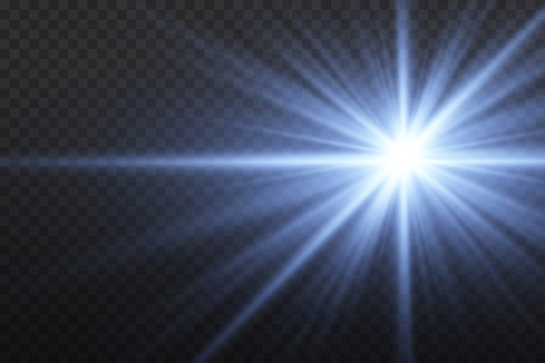 蓝色发光明亮的星星，闪闪发光的尘埃。图片下载