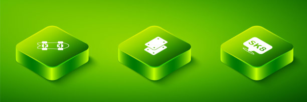 设置等距膝盖垫，滑板和长板或滑板图标。向量图片下载