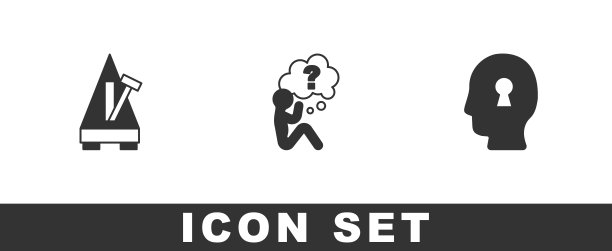 设置节拍器与钟摆，头部问号和解决问题的图标。向量图片下载