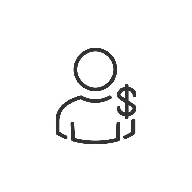 员工工资图标。商人与美元硬币向量。用户帐户余额图标。赞助商图标，男性用户头像图片下载