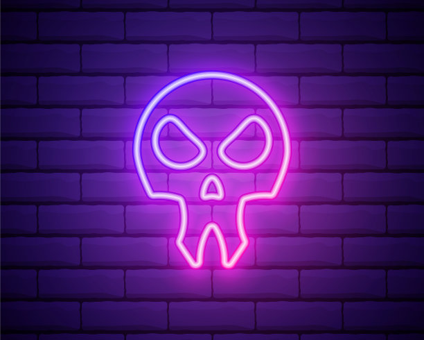 形象骷髅霓虹灯用紫色图片下载