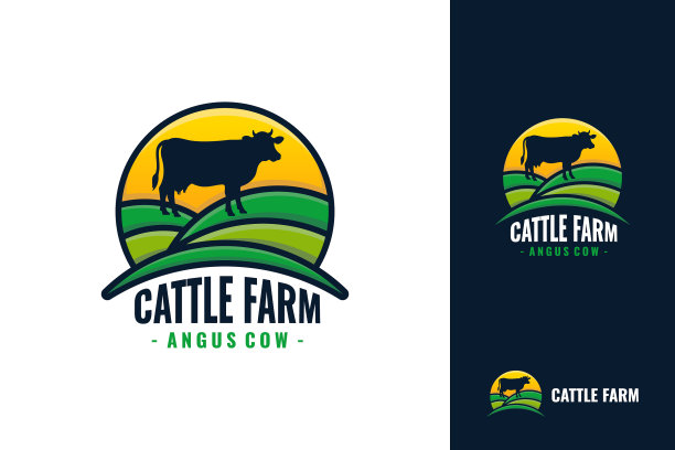 牛农场标志模板设计黑色安格斯图片下载