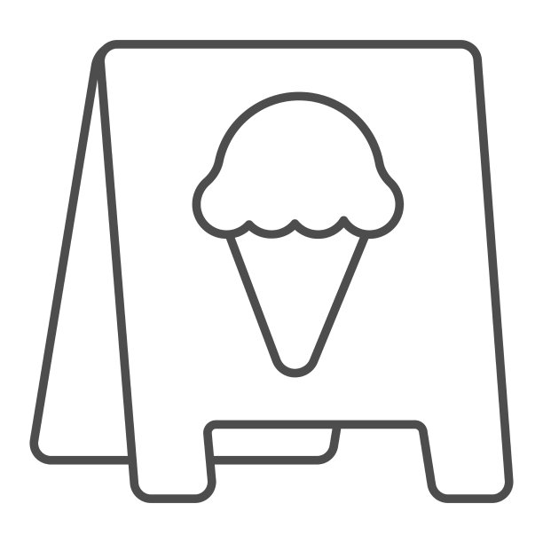 路边摊冰淇淋细线图标冰淇淋图片下载