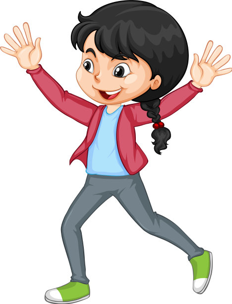 女孩举起手来跳舞的卡通人物图片下载