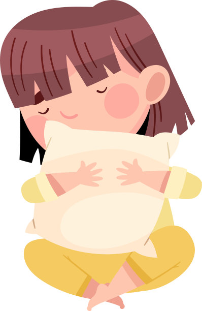 睡眼惺松的小女孩盘腿坐着图片下载