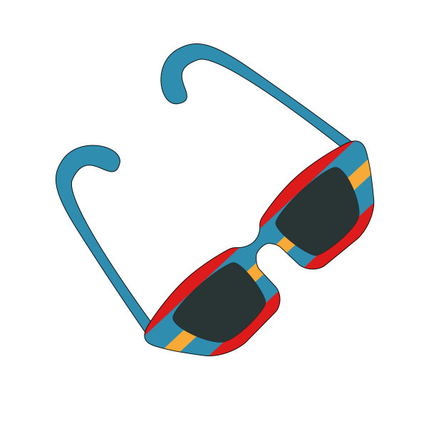 一款条纹平型太阳镜图标孤立上图片下载