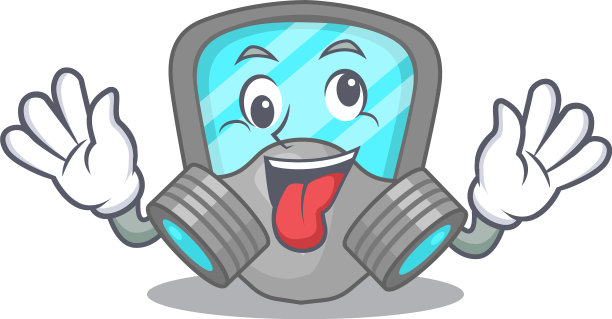 吉祥物防毒面具有一个滑稽的疯狂的脸图片下载