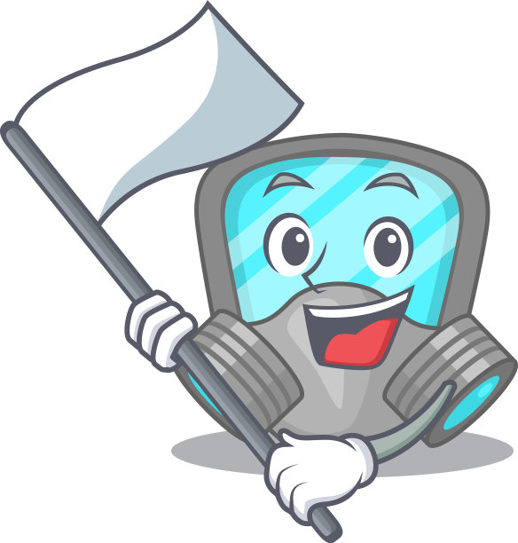 挂白旗的英雄防毒面具吉祥物图片下载