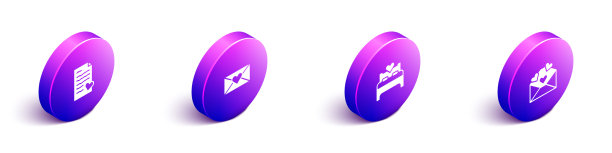 设置等距信封与情人节的心图片下载