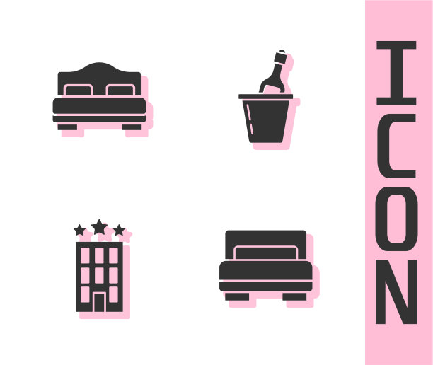 酒店客房、床楼、香槟酒等图片下载