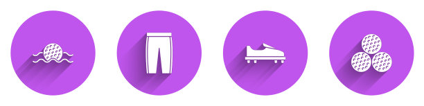 设置高尔夫球在水裤鞋和图标图片下载