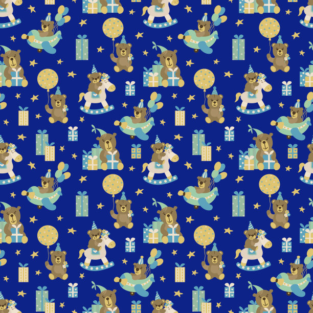 无缝图案与可爱的手绘熊图片下载