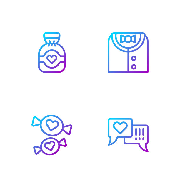 Set line heart in speech泡泡糖果巧克力图片下载