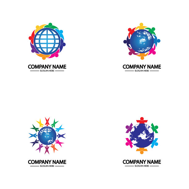 世界社区标志与人和全球设计图片下载