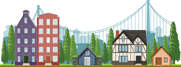 前面是白色背景的郊区房子图片下载