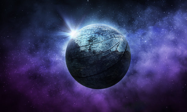 抽象空间3D插图，行星在空间和闪烁的星星图片下载