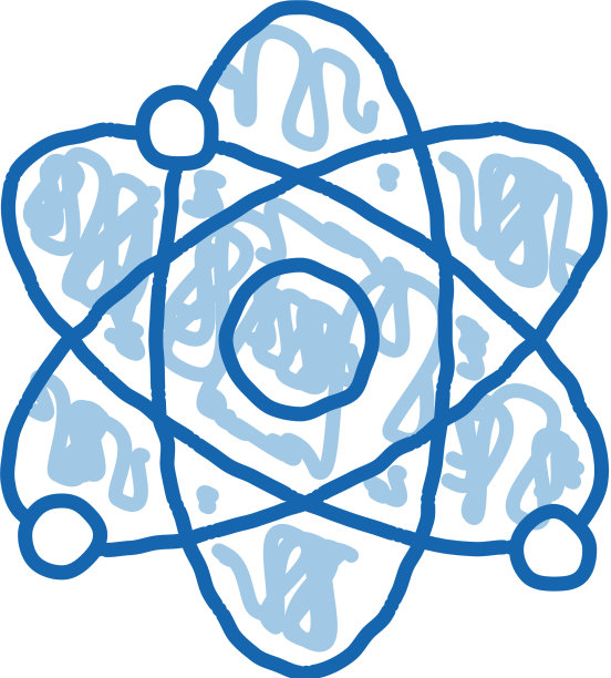 原子核和电子涂鸦图标手绘图片下载