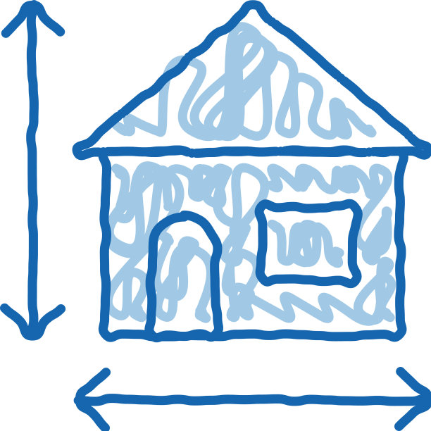 房屋大小高度和宽度涂鸦图标手绘图片下载