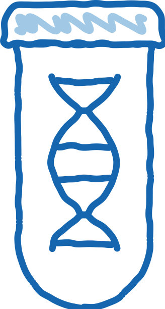 带有生物材料涂鸦图标的实验室玻璃试管图片下载