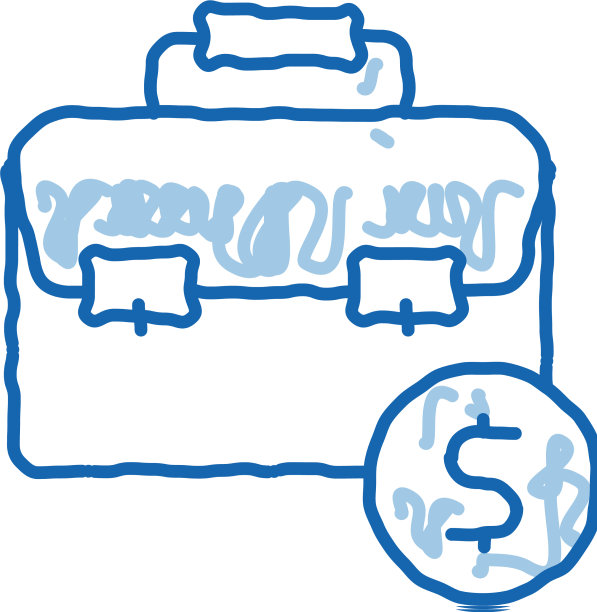 手提箱，袋子，箱子和一美元硬币涂鸦图标手图片下载