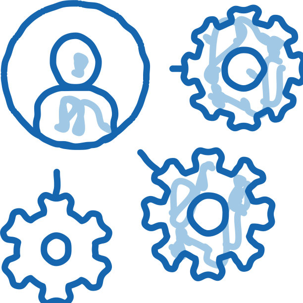 齿轮机构和男子轮廓灵活图片下载