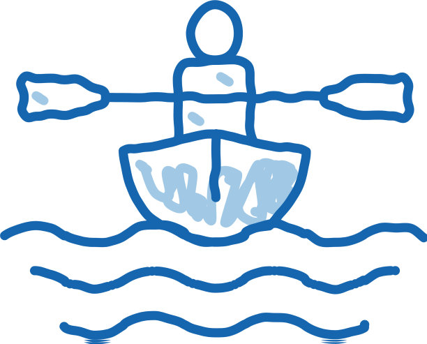 人在划艇与划桨涂鸦图标手图片下载