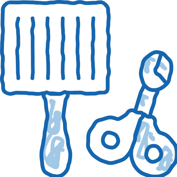 宠物梳子和剪刀涂鸦图标手绘图片下载