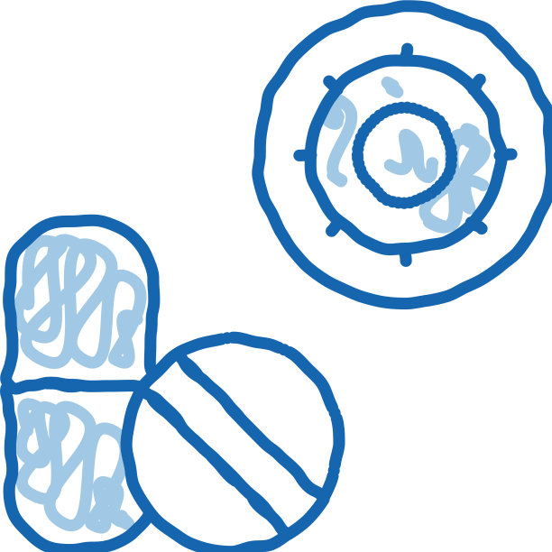 药丸和病毒涂鸦图标手绘图片下载