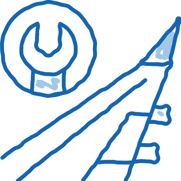 飞机机翼扳手涂鸦图标手绘图片下载