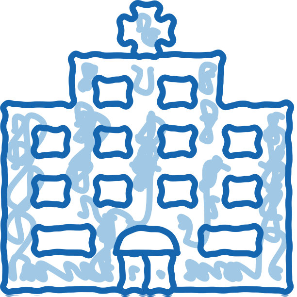 手绘的医院建筑涂鸦图标图片下载