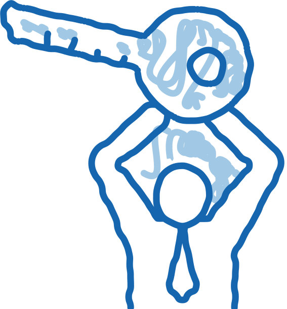 男子手持钥匙涂鸦图标手绘图片下载