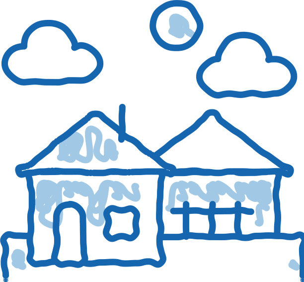 手绘城市住宅景观涂鸦图标图片下载