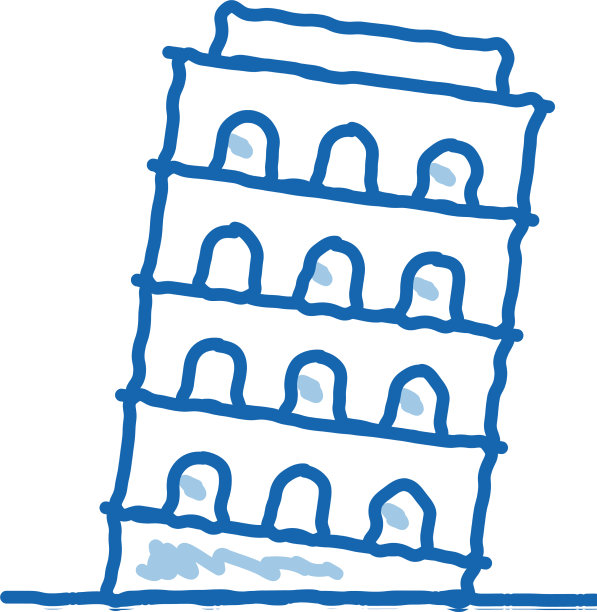 比萨斜塔涂鸦图标手绘图片下载