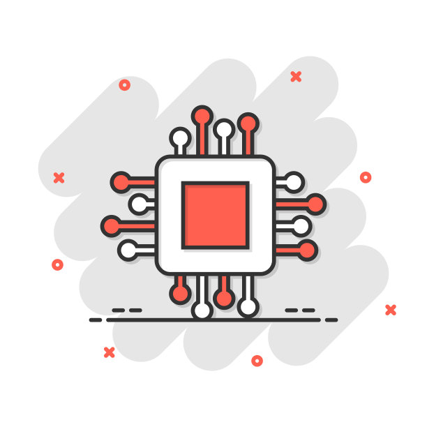 计算机CPU图标漫画风格的电路板图片下载
